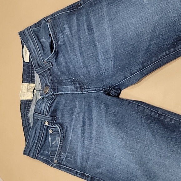 Dylan George "Alexandra" Flare Jeans Size 26 Distressed Low Rise, Med-Dark Wash - Picture 12 of 13